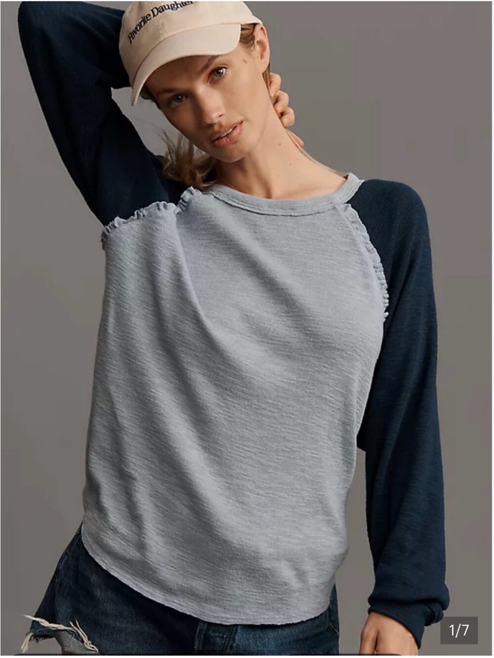 Anthropologie Pilcro Ruffled Raglan Top